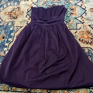 Eggplant purple strapless dres s with pockets